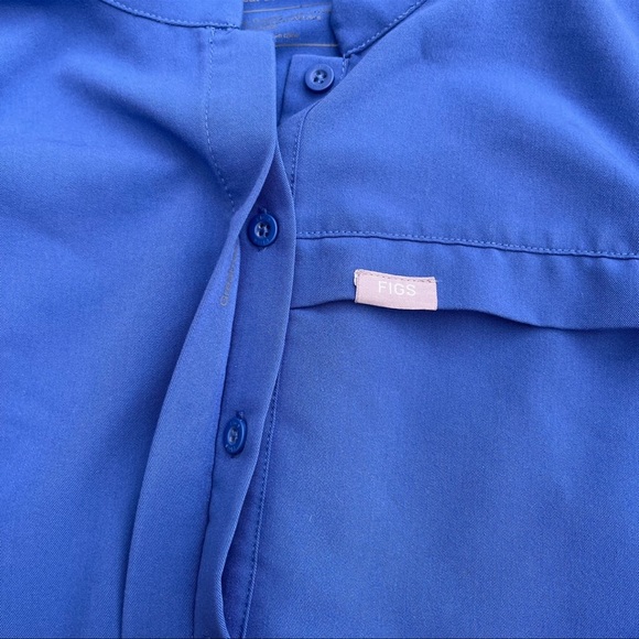 Figs Blue Celemu Button up Top Sz medium Preowned great condition medical nurse - Picture 6 of 7